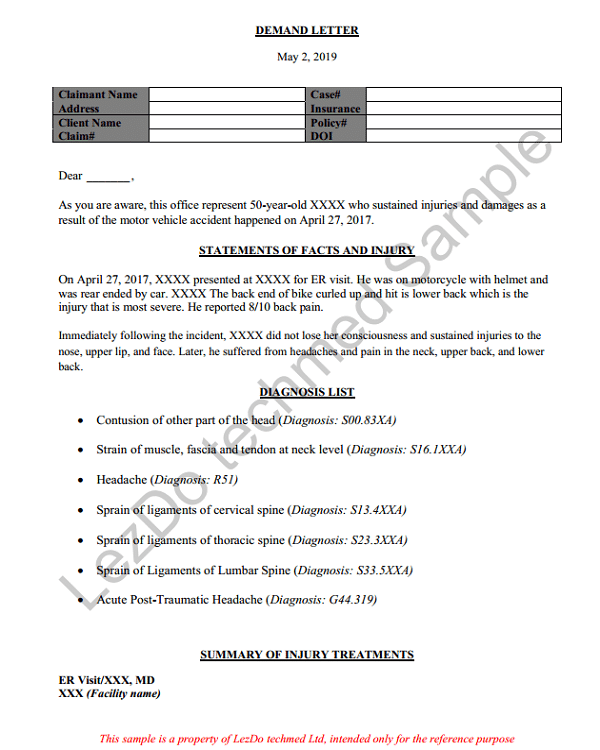 Demand Letter Sample Demand Letter with ICD Coding Demand Letter